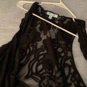 Black sleeveless duster/ cardigan